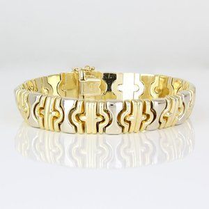 Vintage 18k Yellow + White Gold Parentesi Fancy Link Anniversary Bracelet